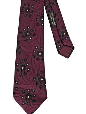 Georgio Armani Cravette Silk Damask Neck Tie Burgandy Black Italy